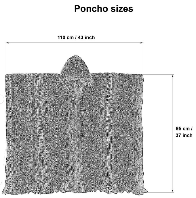 Ecuador Alpaca Wool Unisex Hooded Poncho (SAM-40)