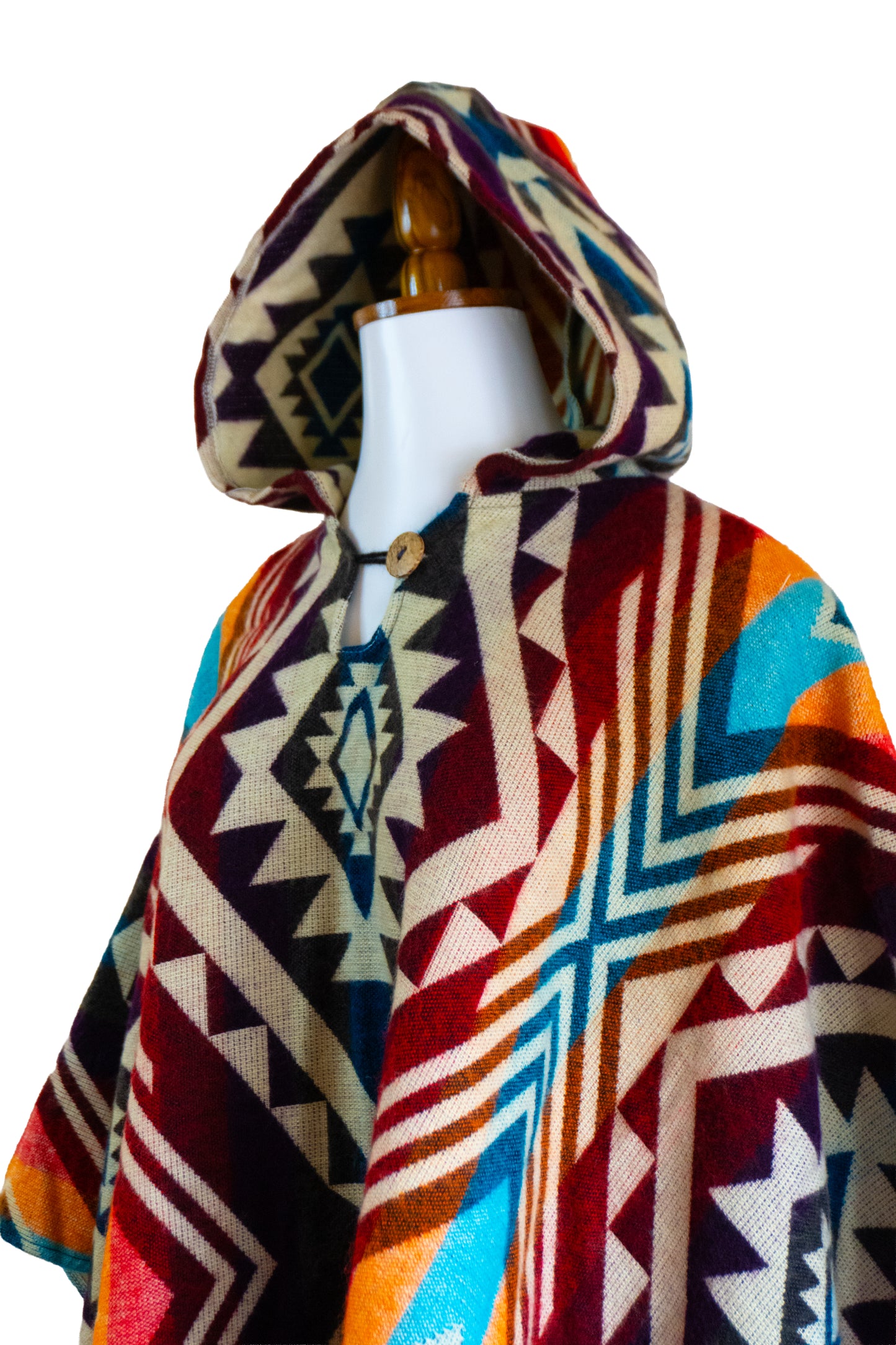 Ecuador Alpaca Wool Unisex Hooded Poncho (SAM-18)