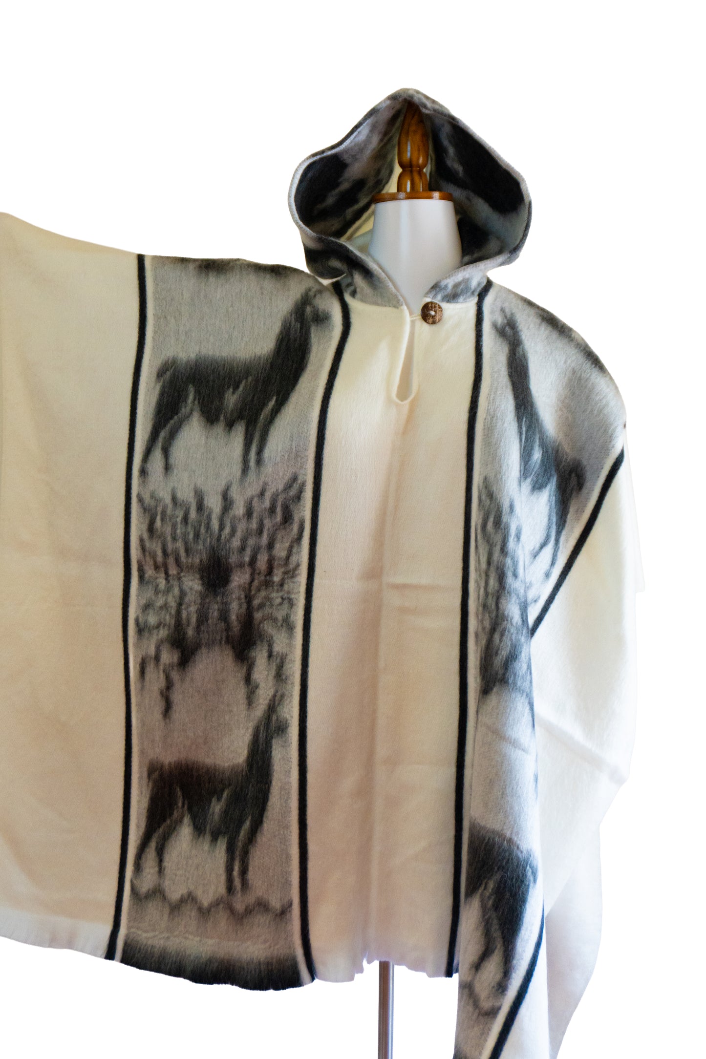 Ecuador Alpaca Wool Unisex Hooded Poncho (SAM-26)