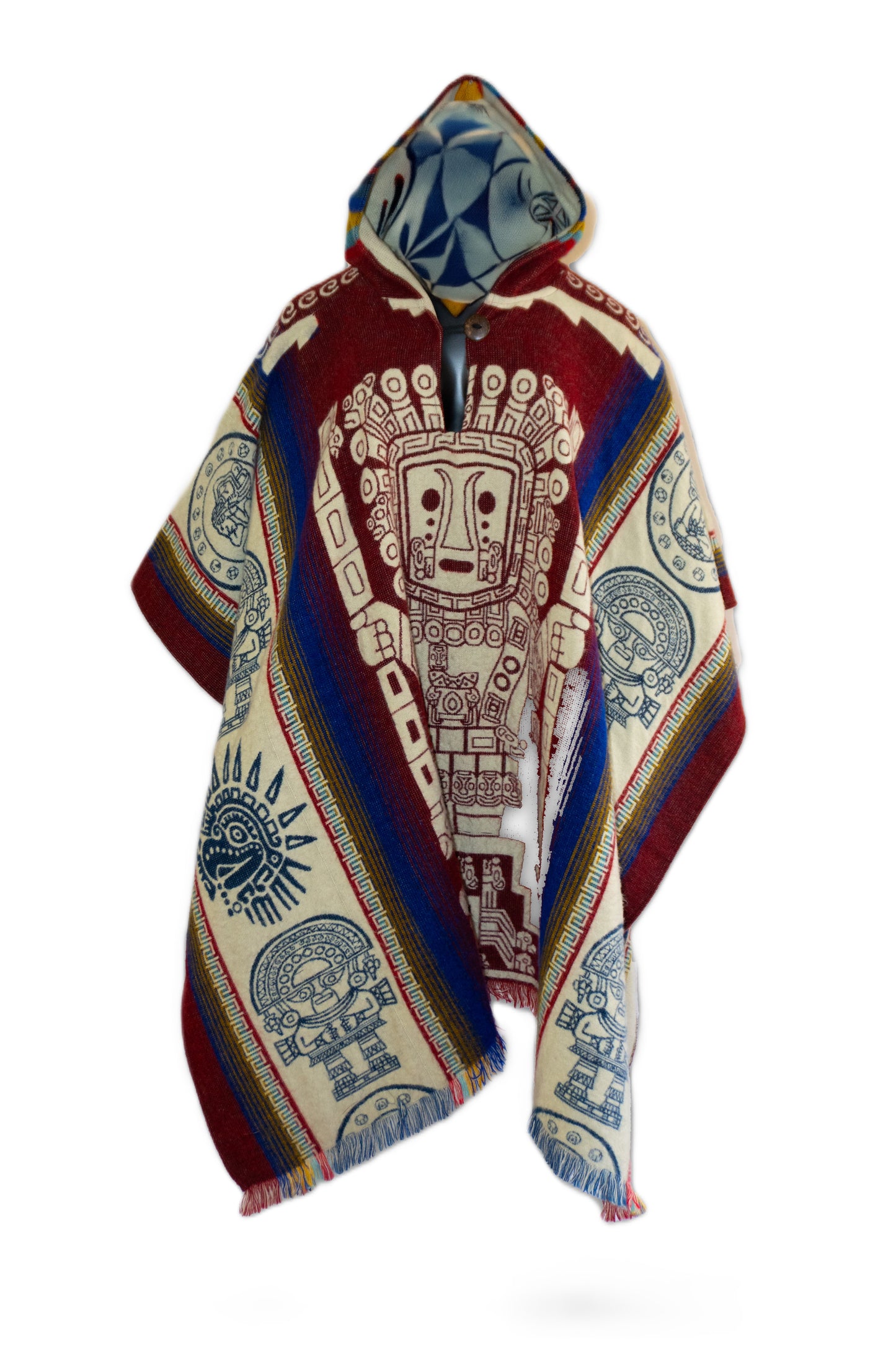 Ecuador Alpaca Wool Unisex Hooded Poncho (SAM-44)