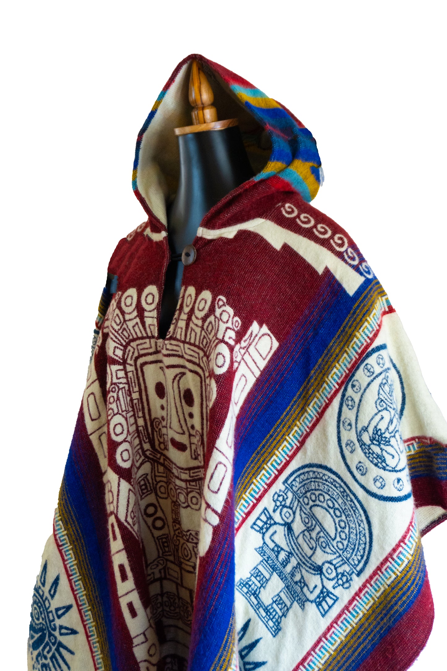 Ecuador Alpaca Wool Unisex Hooded Poncho (SAM-44)
