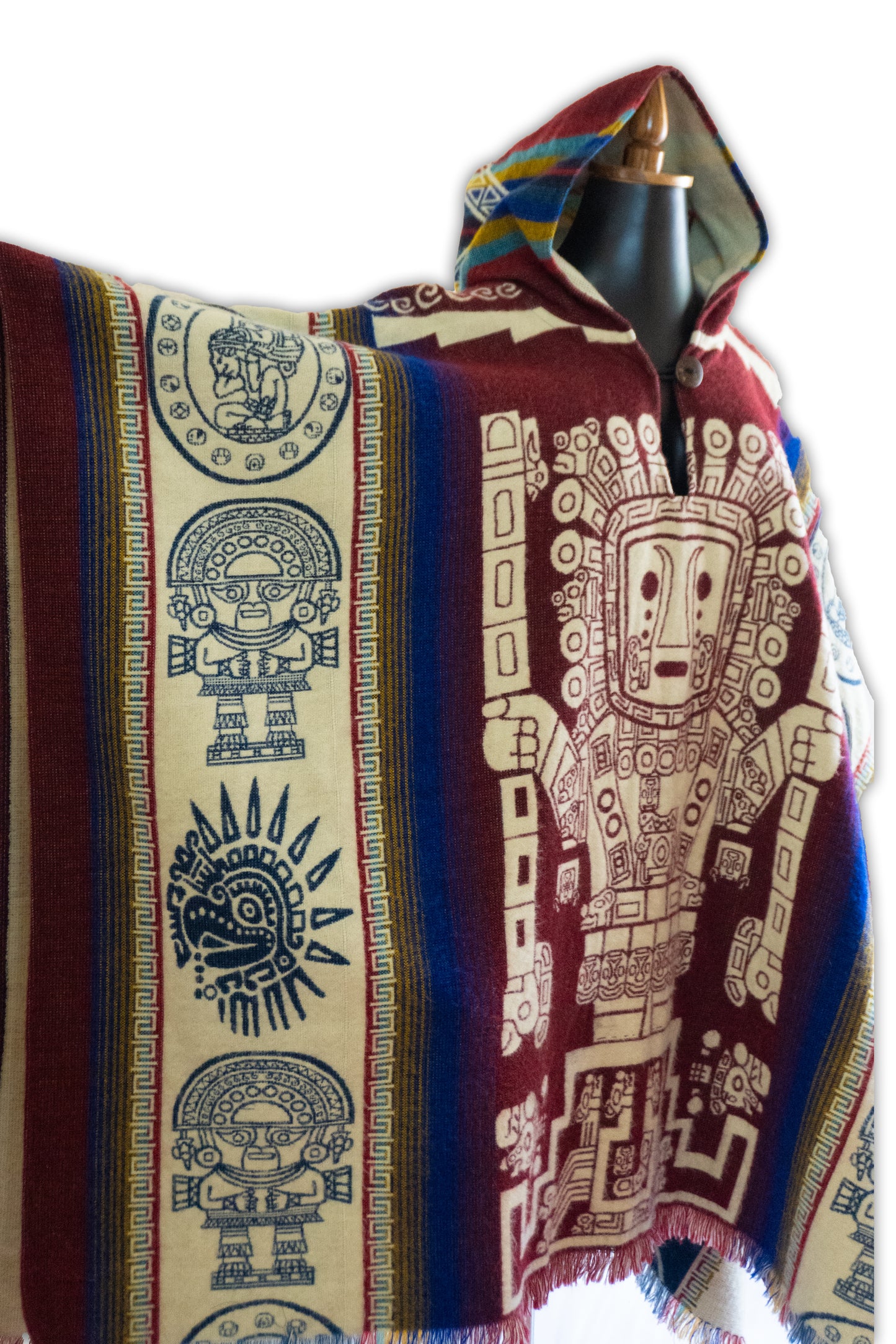 Ecuador Alpaca Wool Unisex Hooded Poncho (SAM-44)