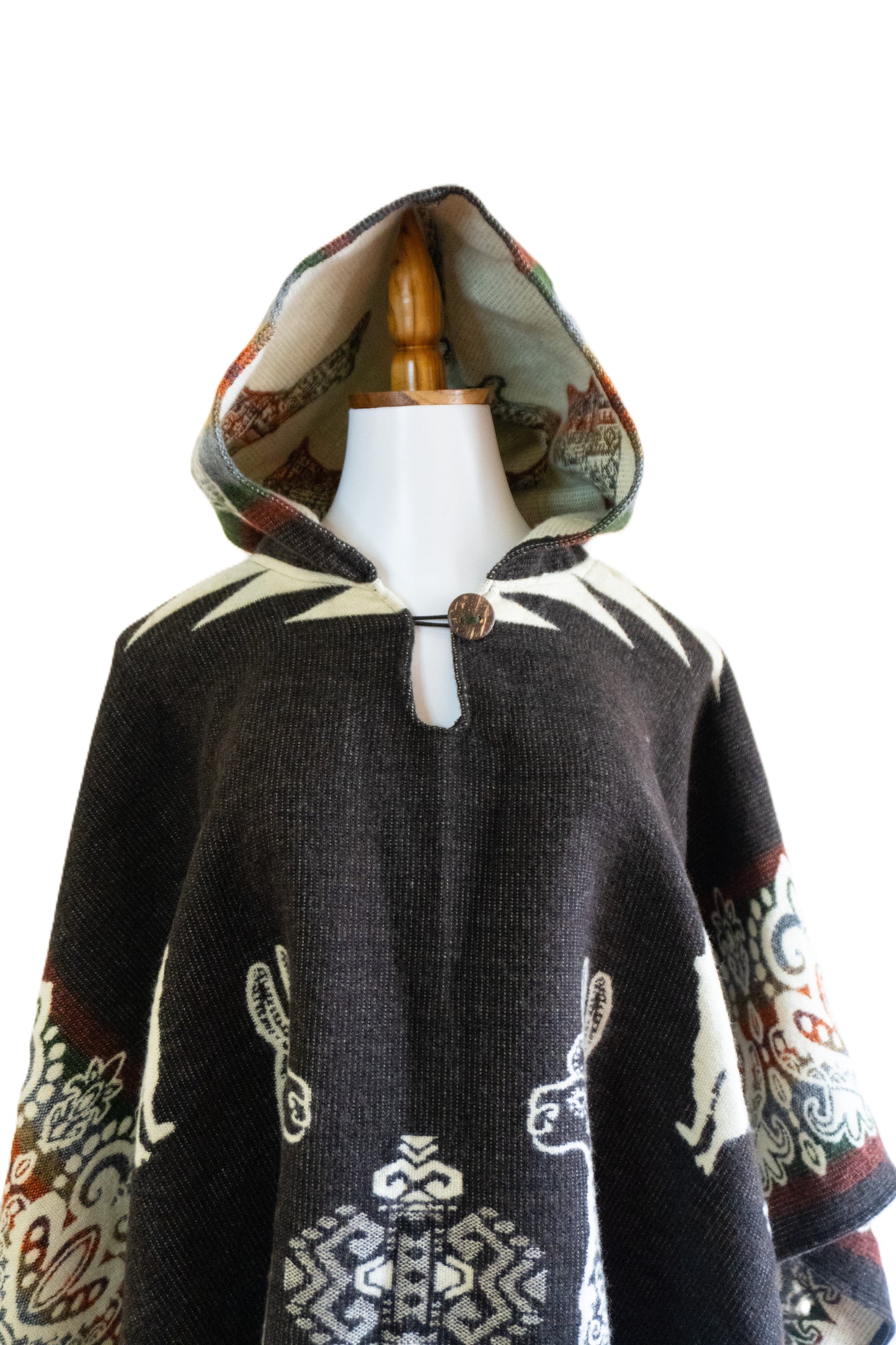 Ecuador Alpaca Wool Unisex Hooded Poncho (SAM-42)