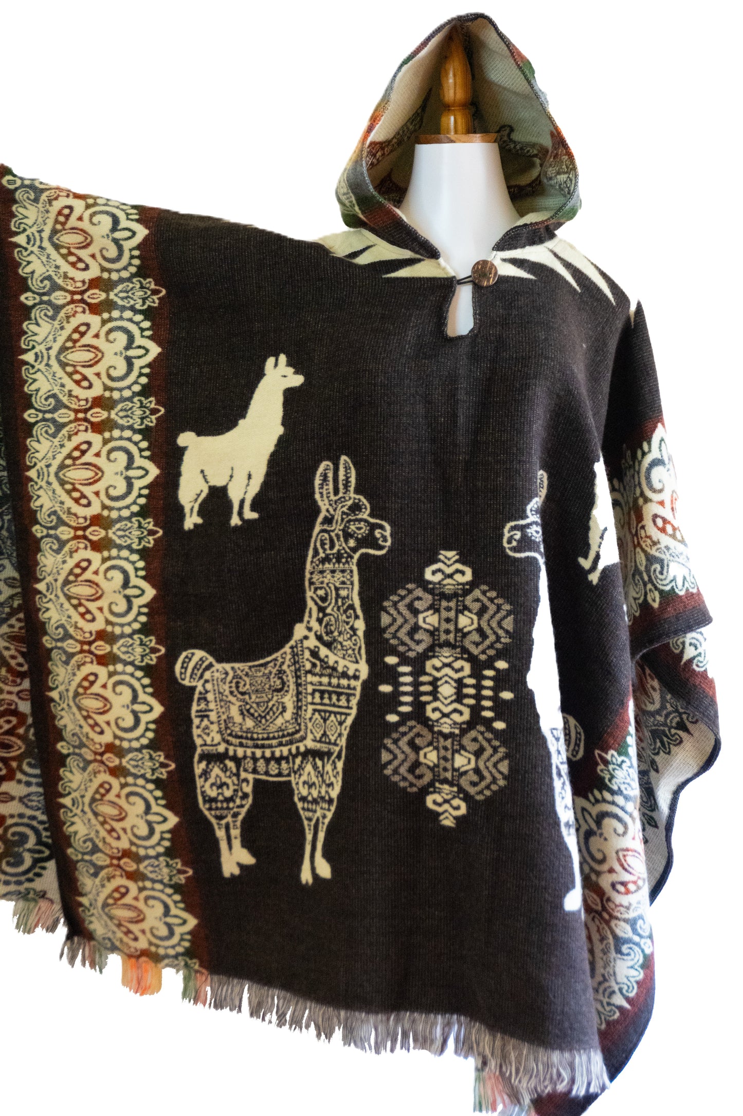 Ecuador Alpaca Wool Unisex Hooded Poncho (SAM-42)