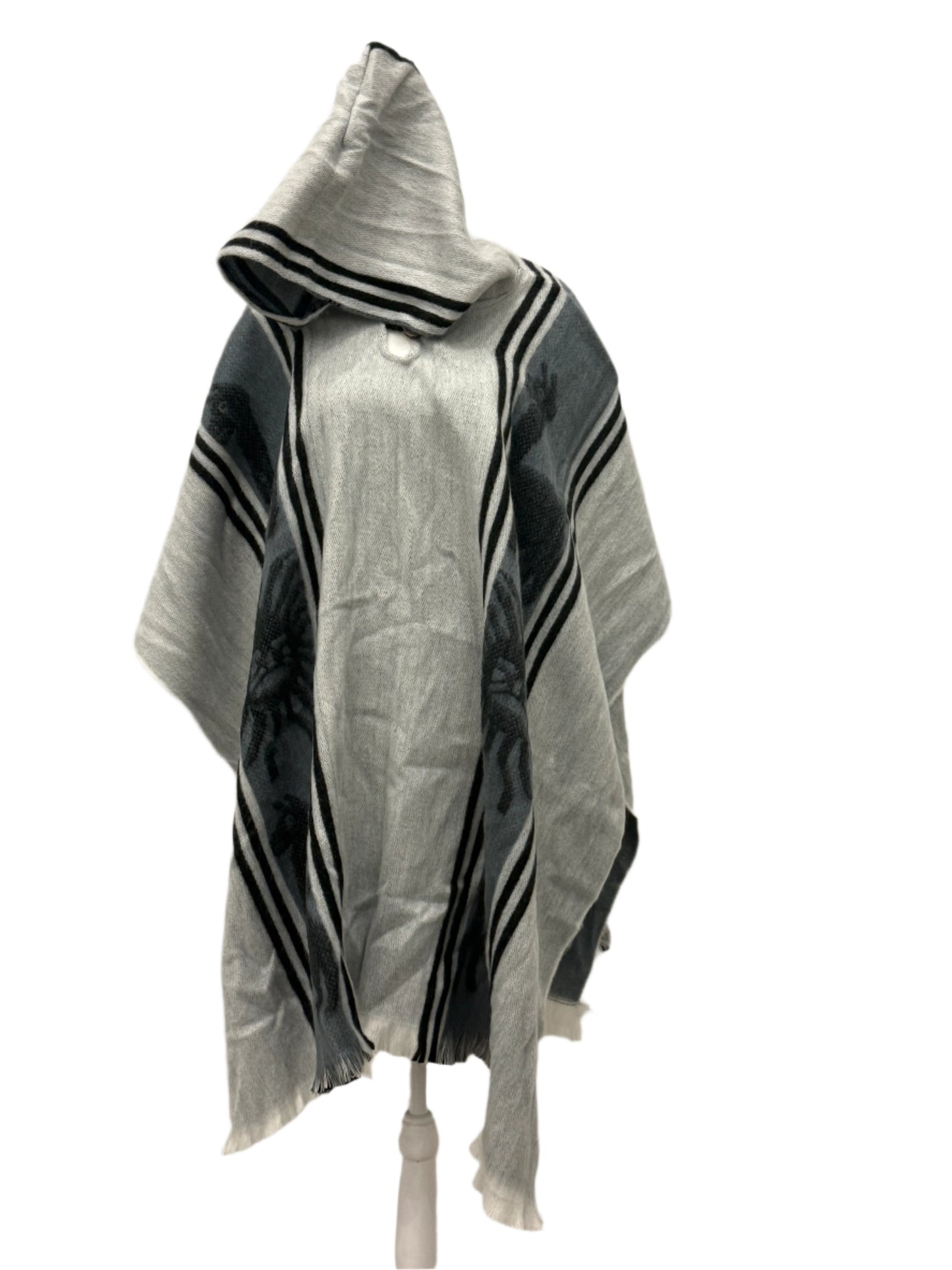 Ecuador Alpaca Wool Unisex Hooded Poncho (SAM-5)