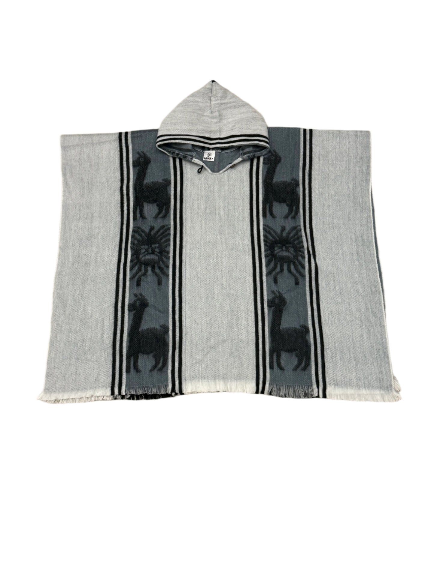 Ecuador Alpaca Wool Unisex Hooded Poncho (SAM-5)
