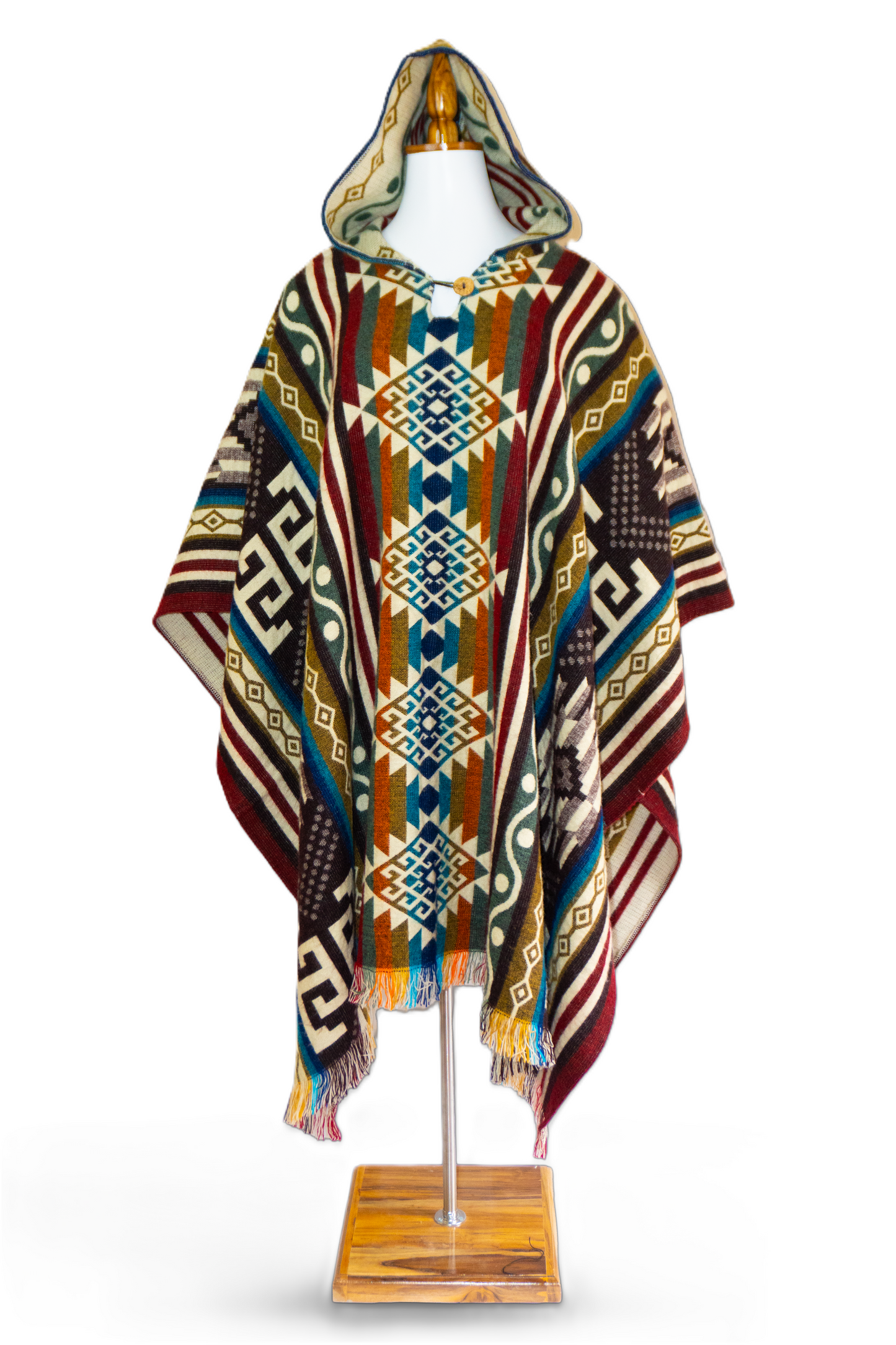Ecuador Alpaca Wool Unisex Hooded Poncho (SAM-16)