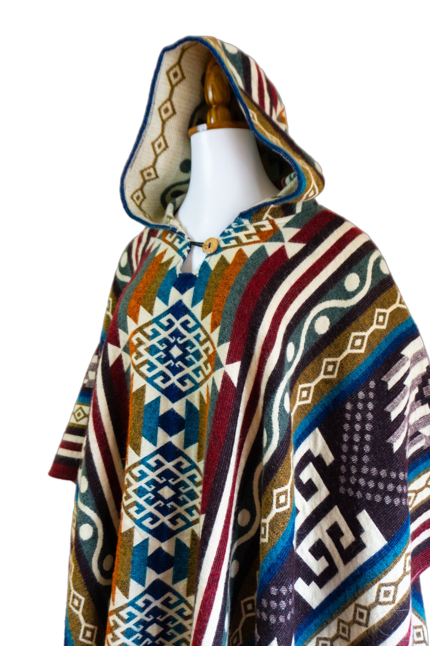 Ecuador Alpaca Wool Unisex Hooded Poncho (SAM-16)