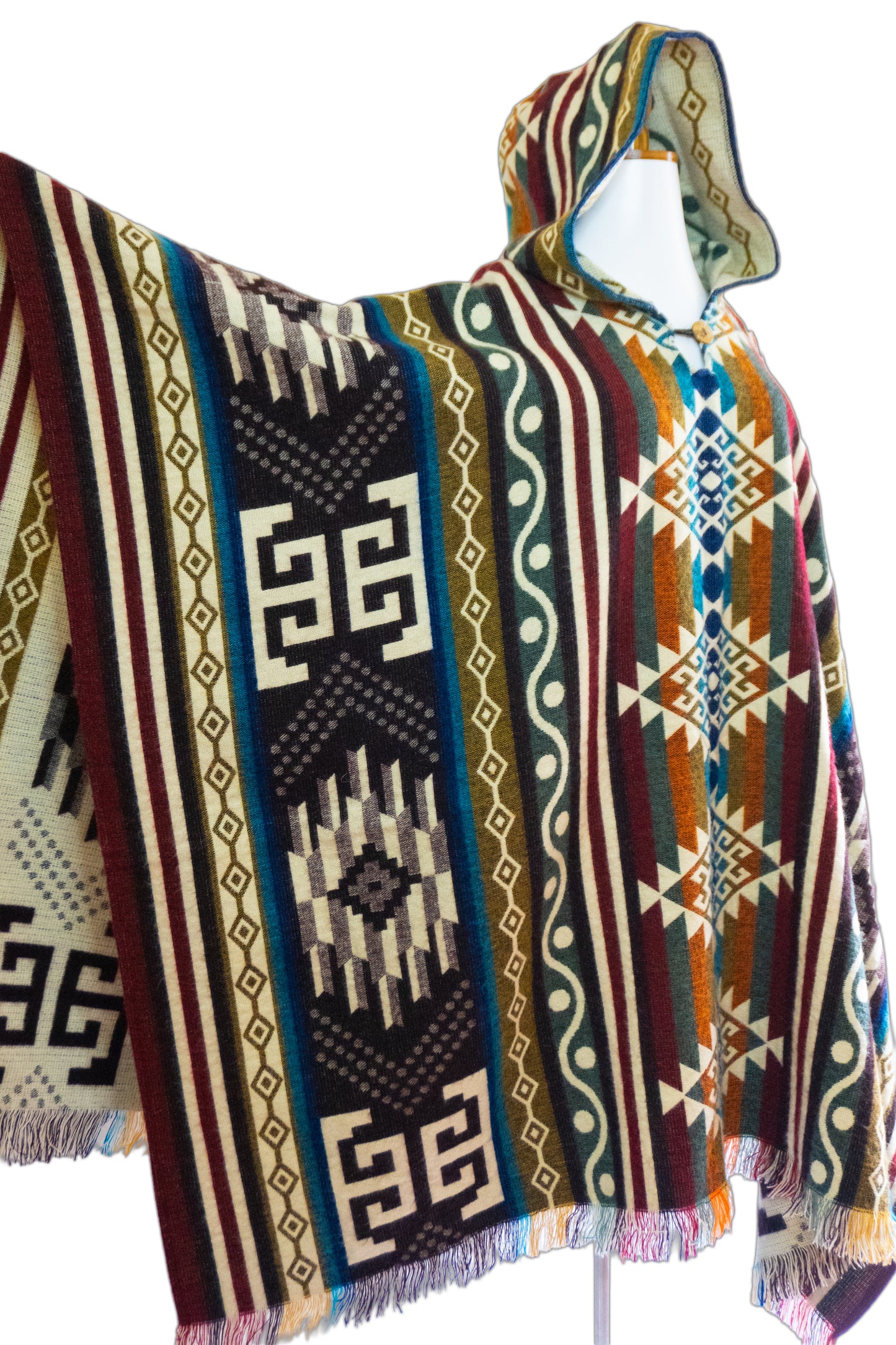 Ecuador Alpaca Wool Unisex Hooded Poncho (SAM-16)