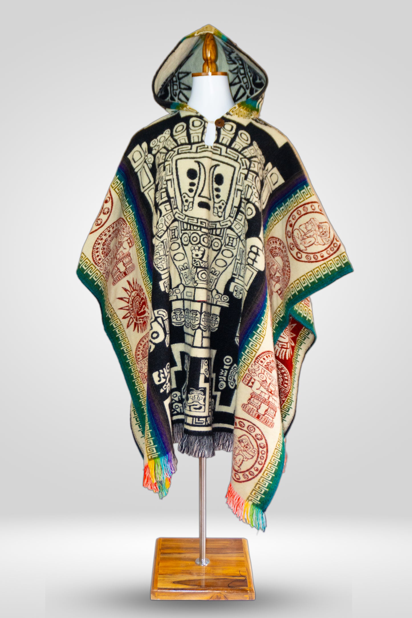 Ecuador Alpaca Wool Unisex Hooded Poncho (SAM-20)