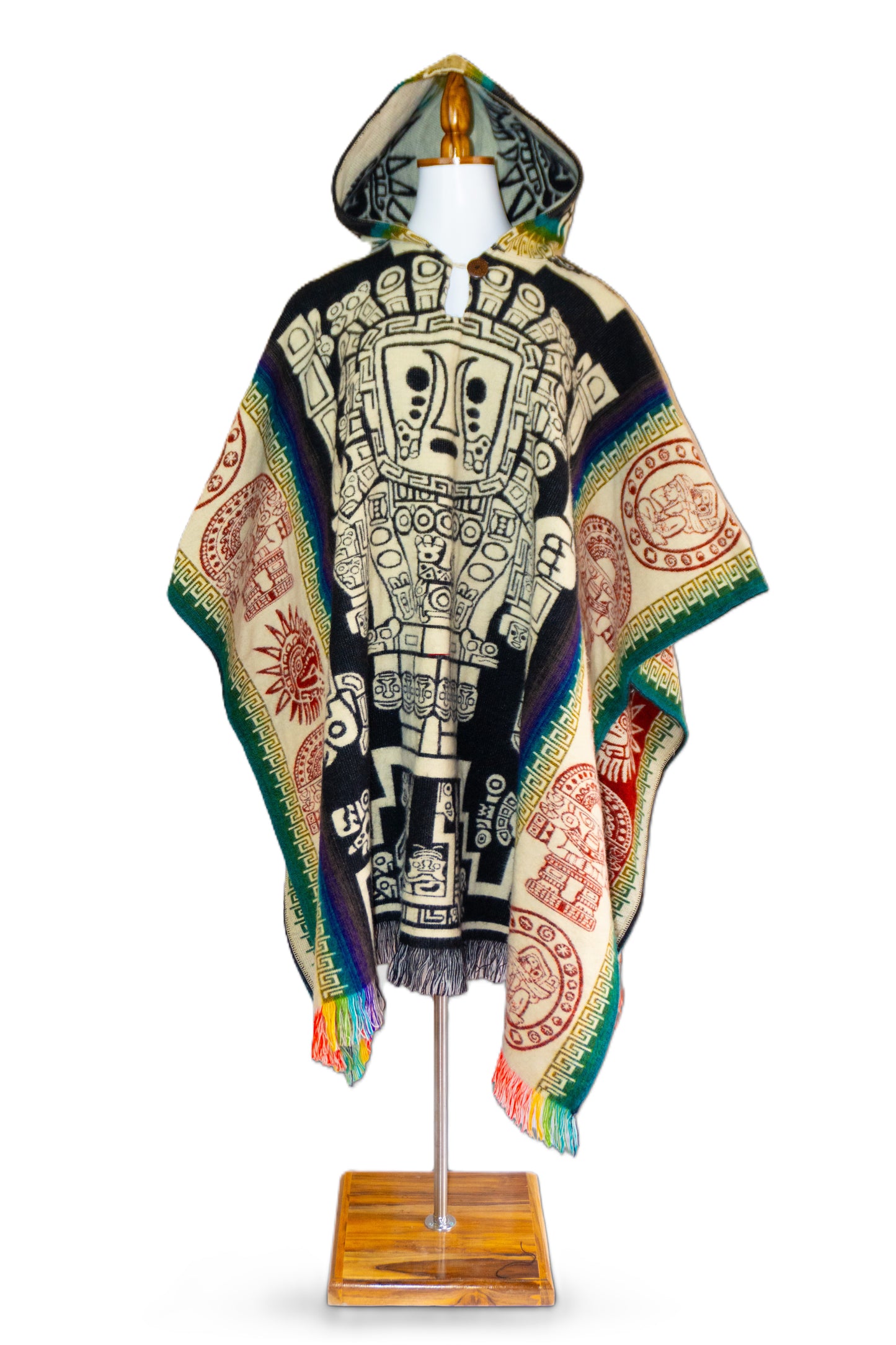 Ecuador Alpaca Wool Unisex Hooded Poncho (SAM-20)