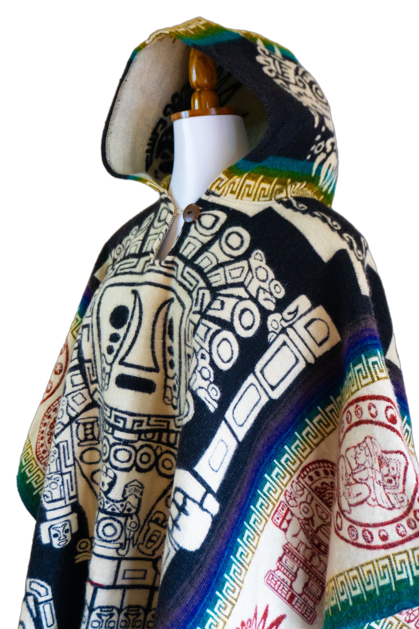 Ecuador Alpaca Wool Unisex Hooded Poncho (SAM-20)