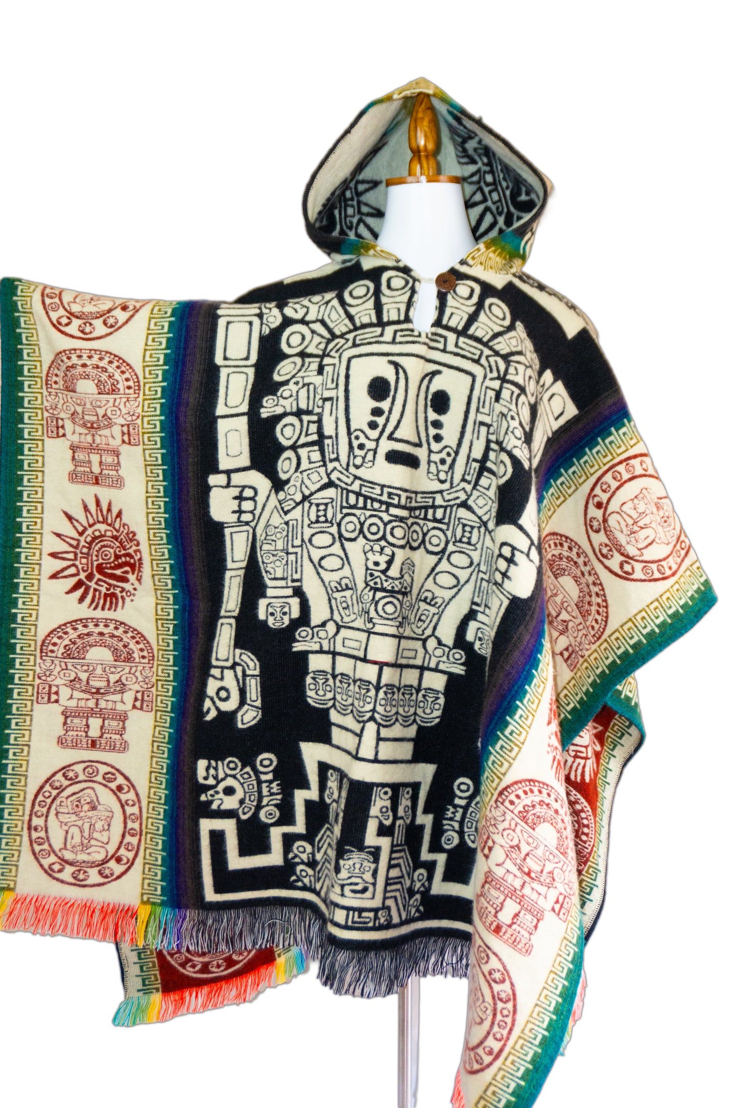 Ecuador Alpaca Wool Unisex Hooded Poncho (SAM-20)