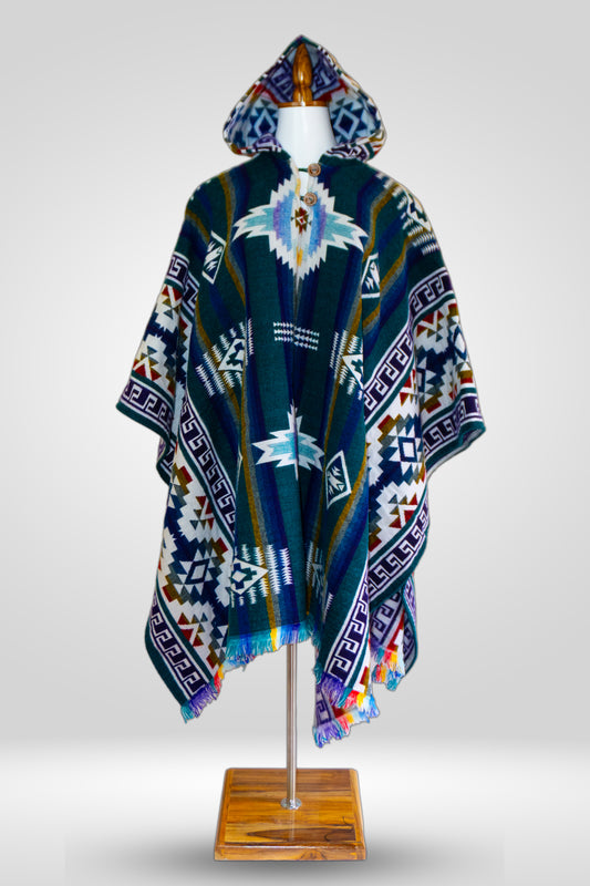 Ecuador Alpaca Wool Unisex Hooded Poncho (SAM-22)