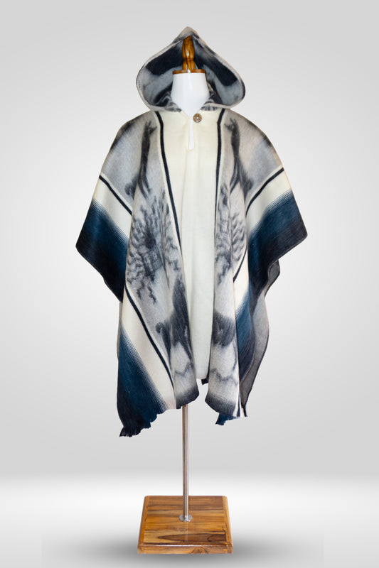 Ecuador Alpaca Wool Unisex Hooded Poncho (SAM-23)