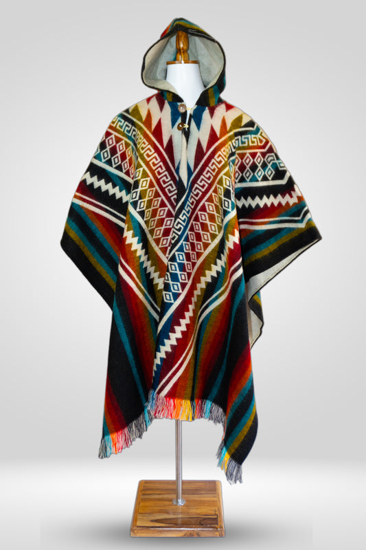 Ecuador Alpaca Wool Unisex Hooded Poncho (SAM-24)