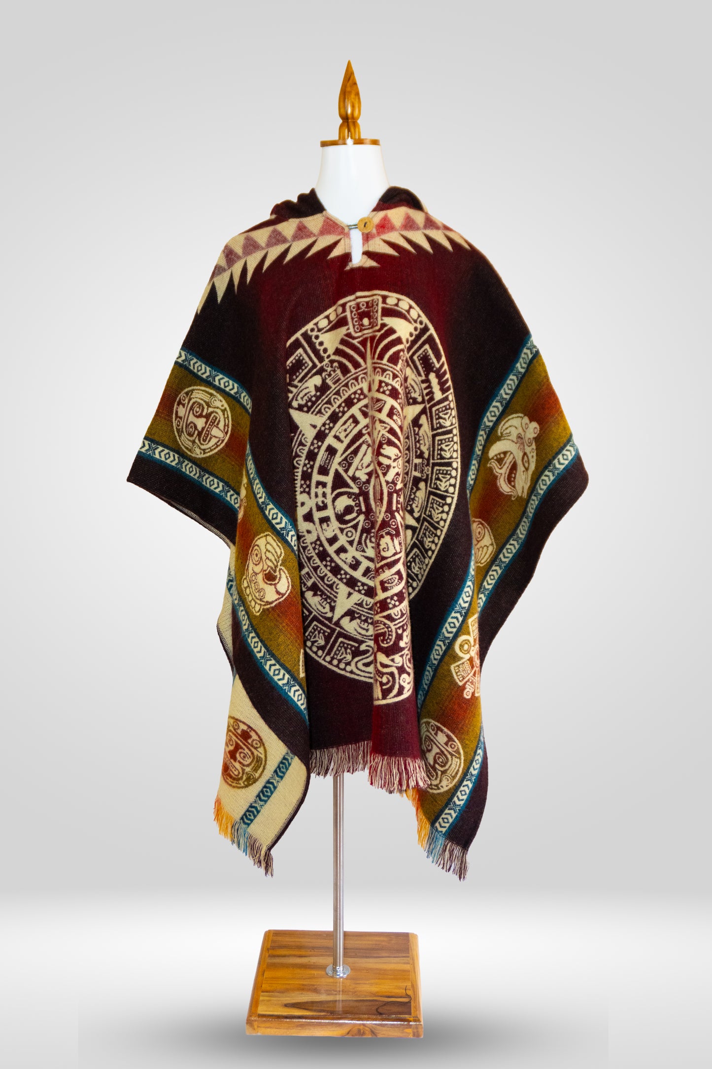 Ecuador Alpaca Wool Unisex Hooded Poncho (SAM-25)