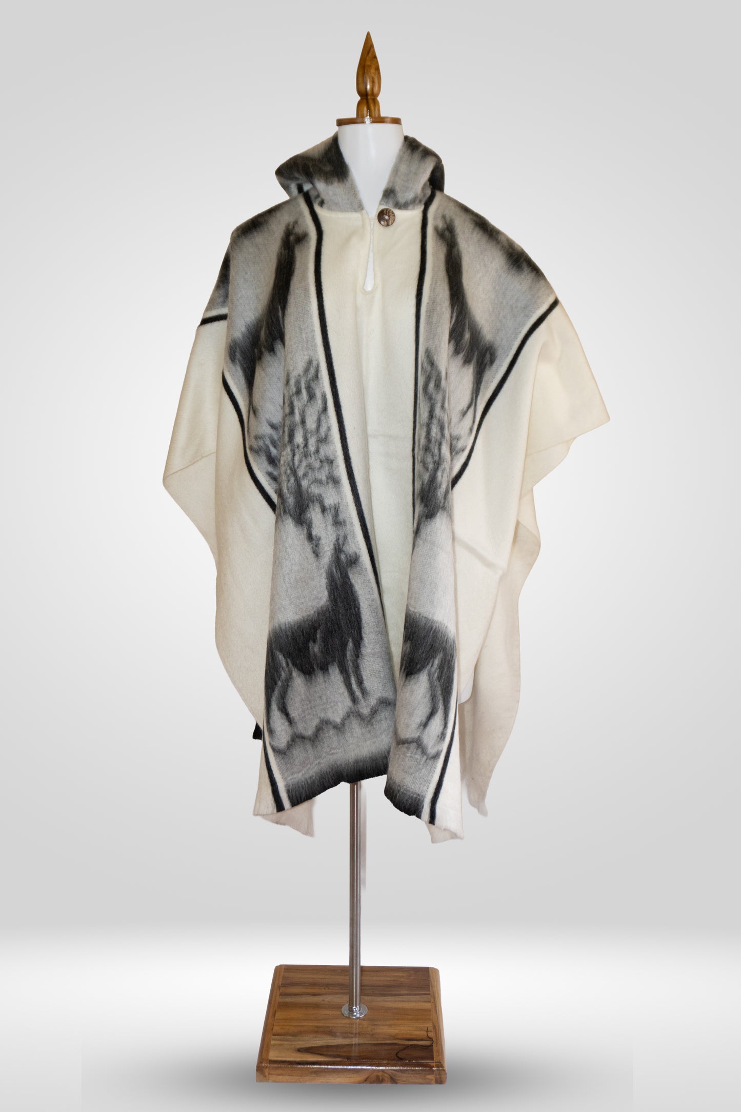 Ecuador Alpaca Wool Unisex Hooded Poncho (SAM-26)