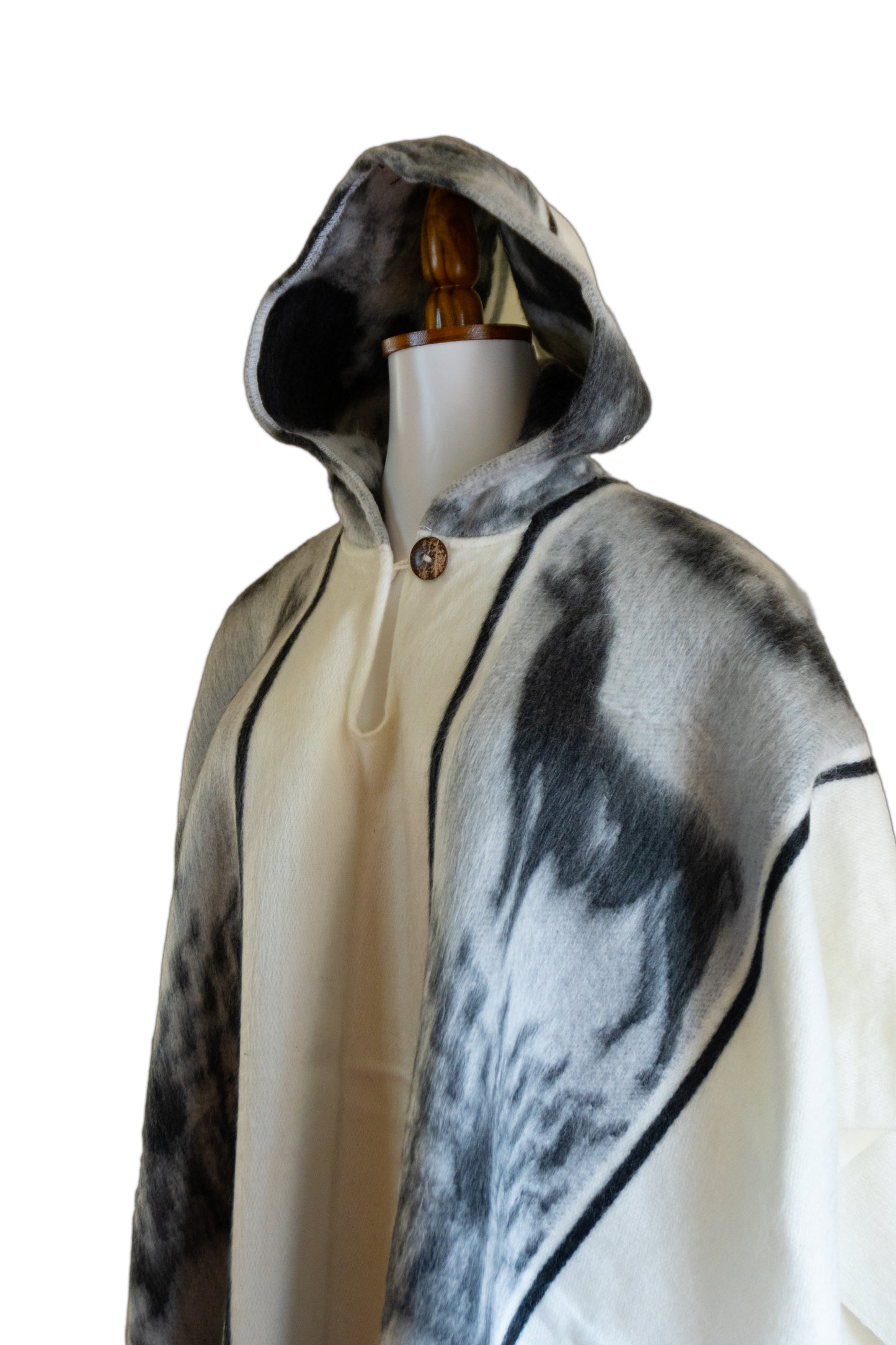 Ecuador Alpaca Wool Unisex Hooded Poncho (SAM-26)