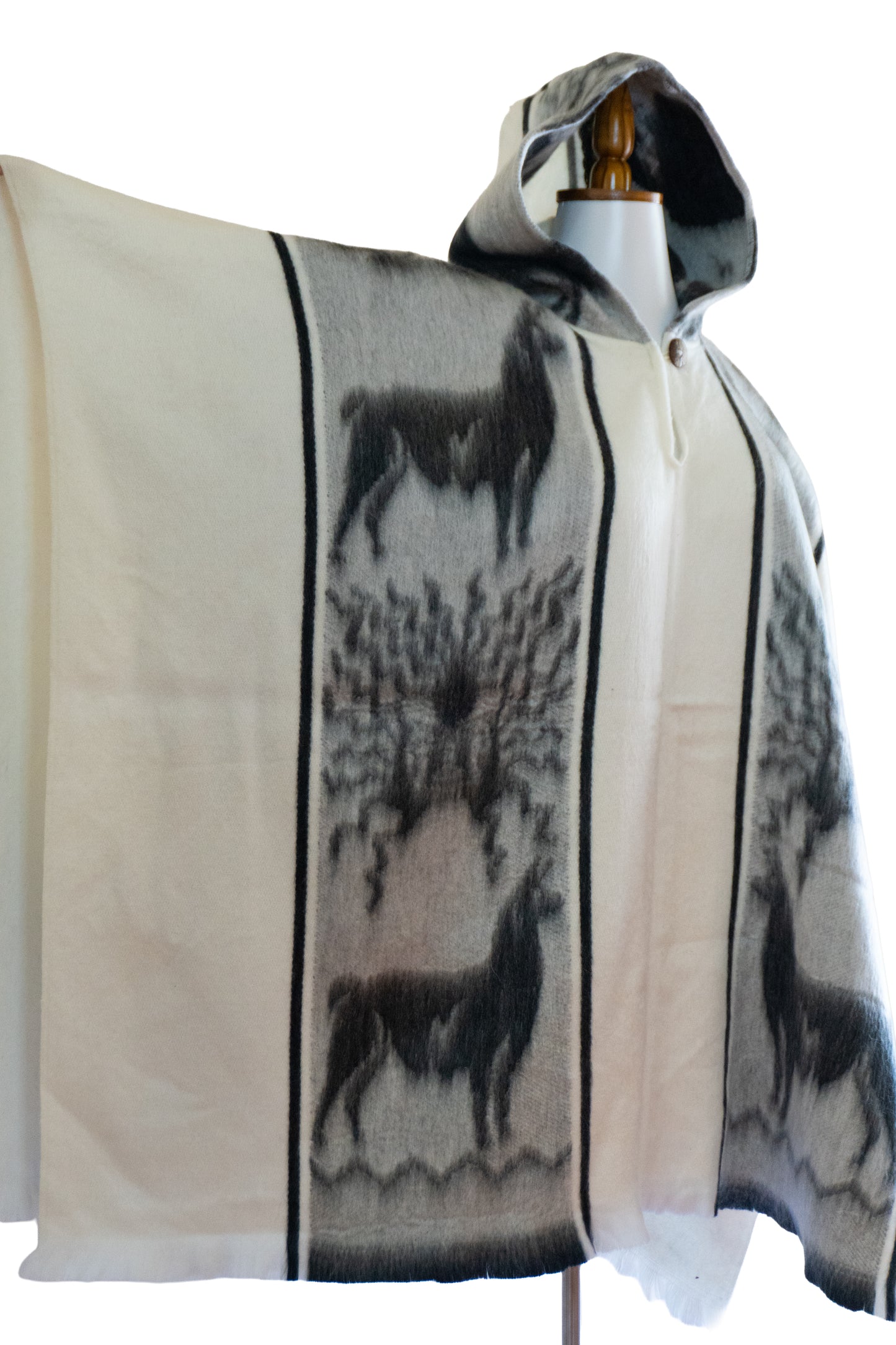 Ecuador Alpaca Wool Unisex Hooded Poncho (SAM-26)