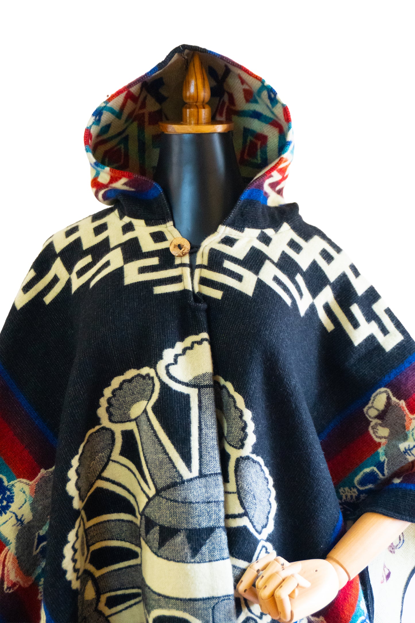 Ecuador Alpaca Wool Unisex Hooded Poncho (SAM-30)