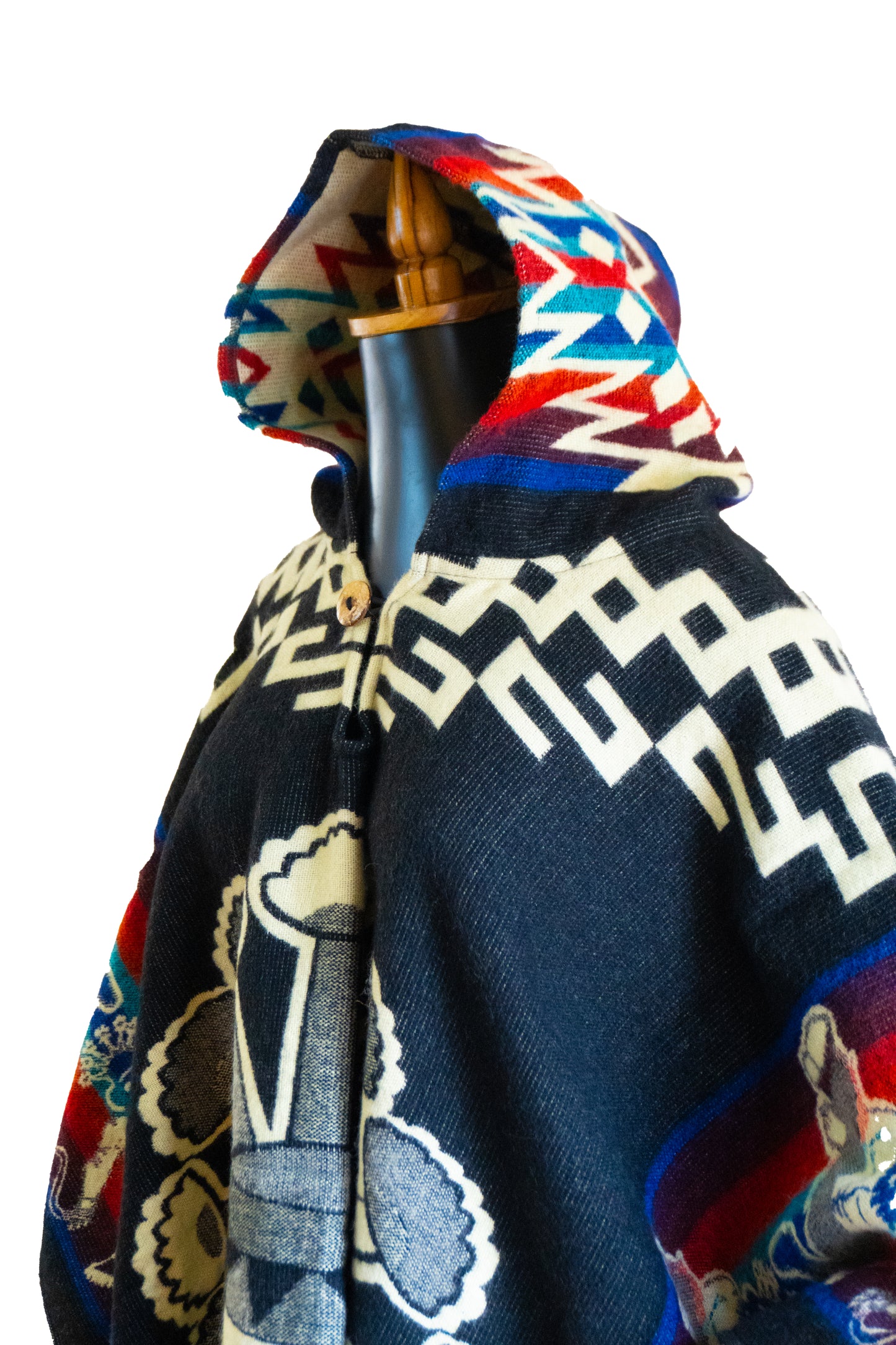 Ecuador Alpaca Wool Unisex Hooded Poncho (SAM-30)