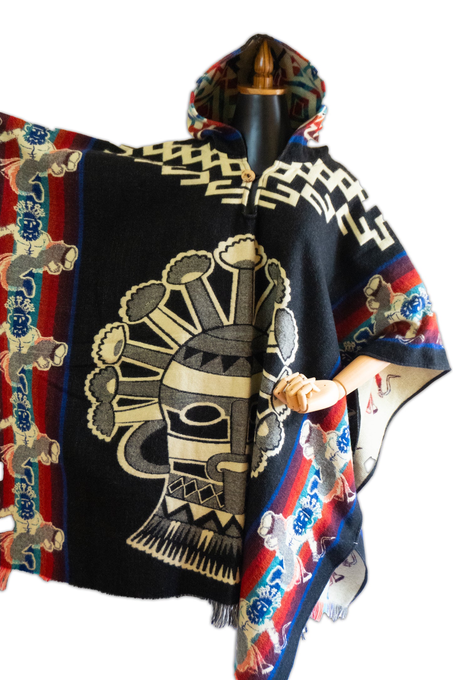 Ecuador Alpaca Wool Unisex Hooded Poncho (SAM-30)