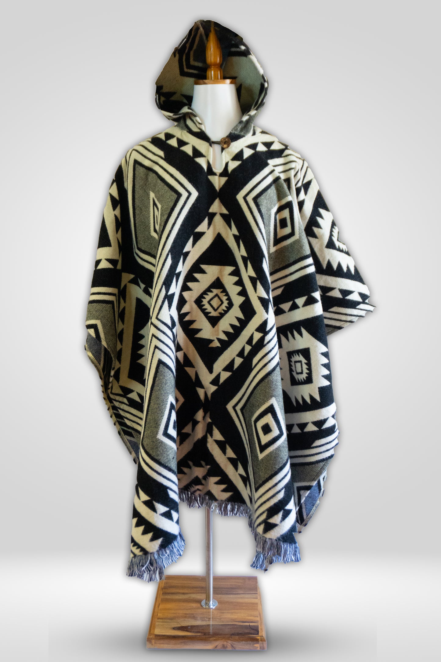 Ecuador Alpaca Wool Unisex Hooded Poncho (SAM-40)