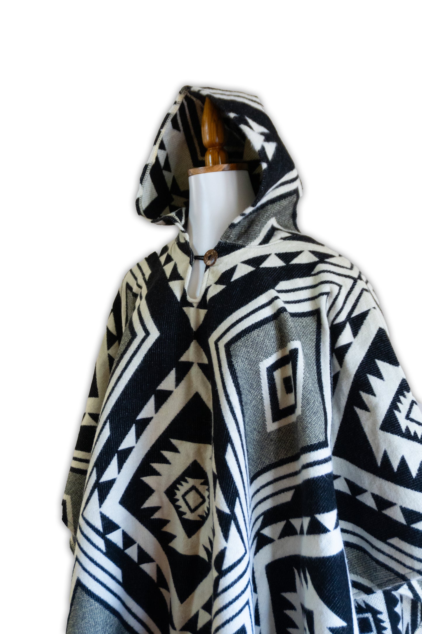 Ecuador Alpaca Wool Unisex Hooded Poncho (SAM-40)