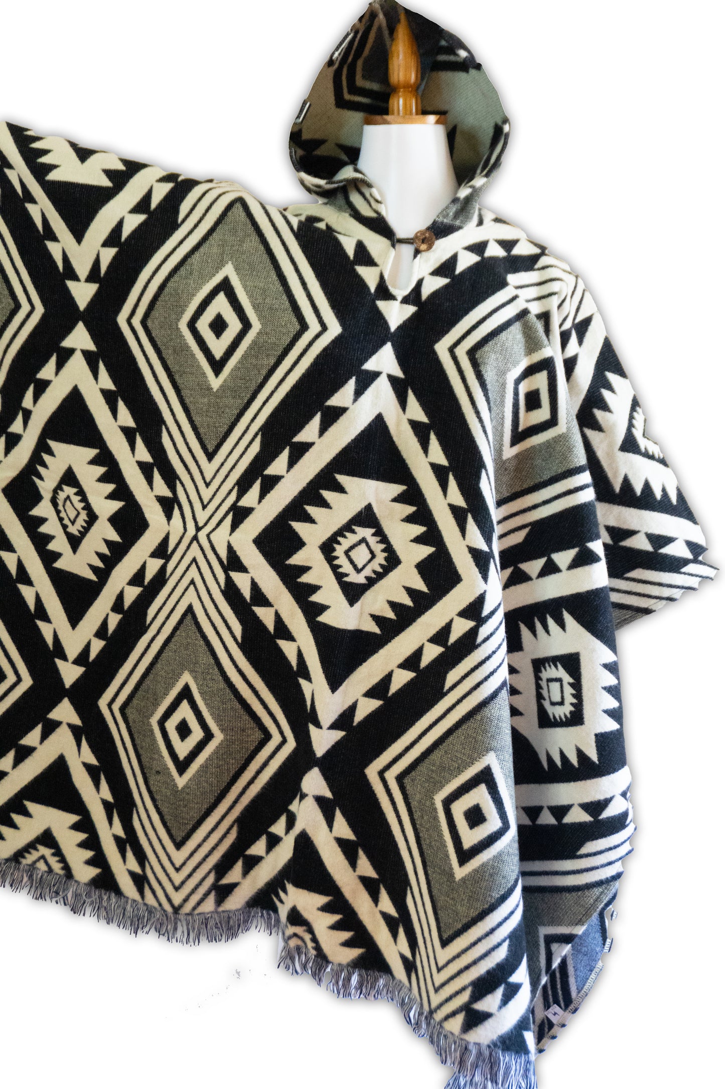 Ecuador Alpaca Wool Unisex Hooded Poncho (SAM-40)