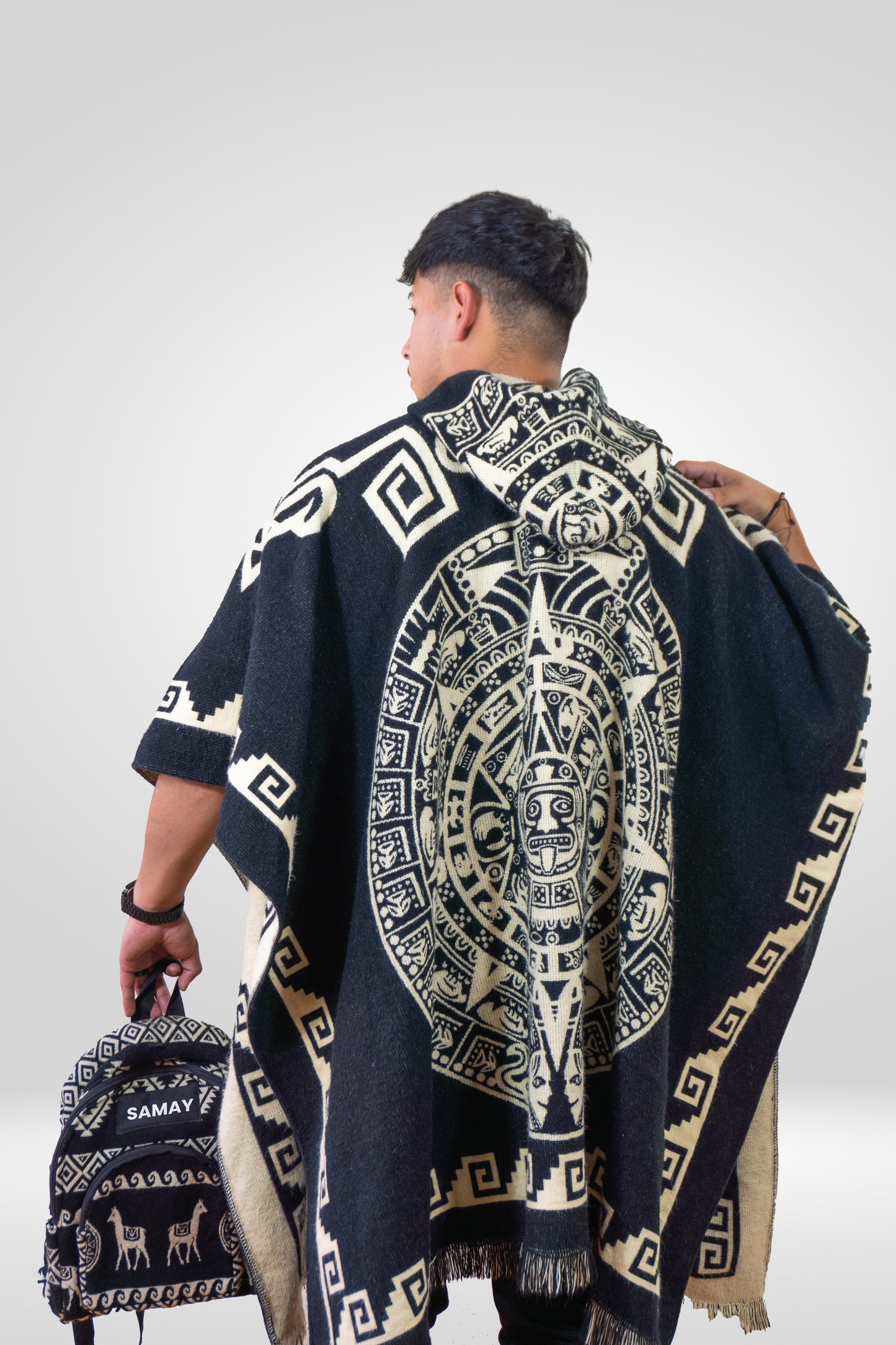 Samay Artisan Alpaca Wool Combo Set Poncho, Backpack & Crossbody Pouch