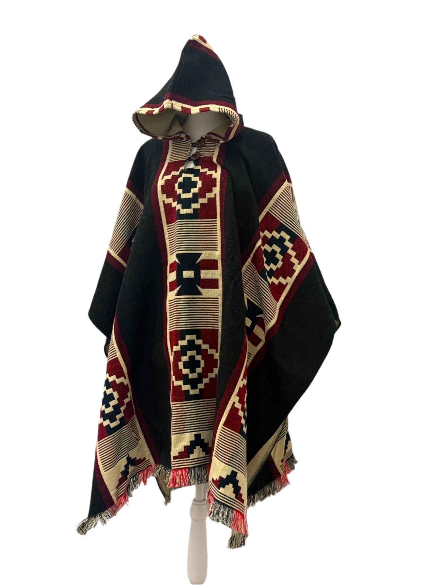 Ecuador Alpaca wool Unisex Hooded Poncho