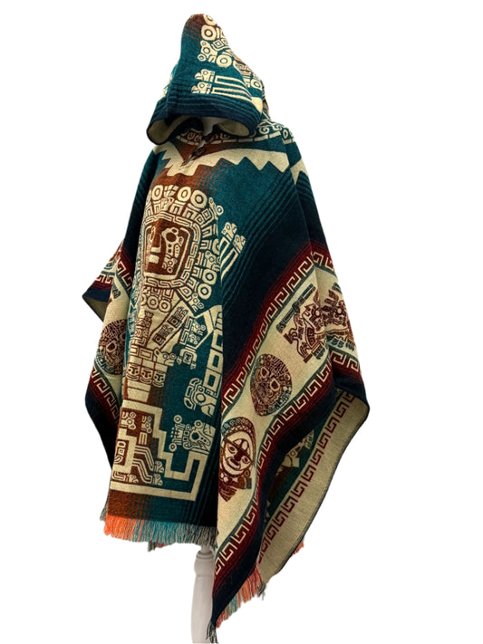 Ecuador Alpaca wool Unisex Hooded Poncho