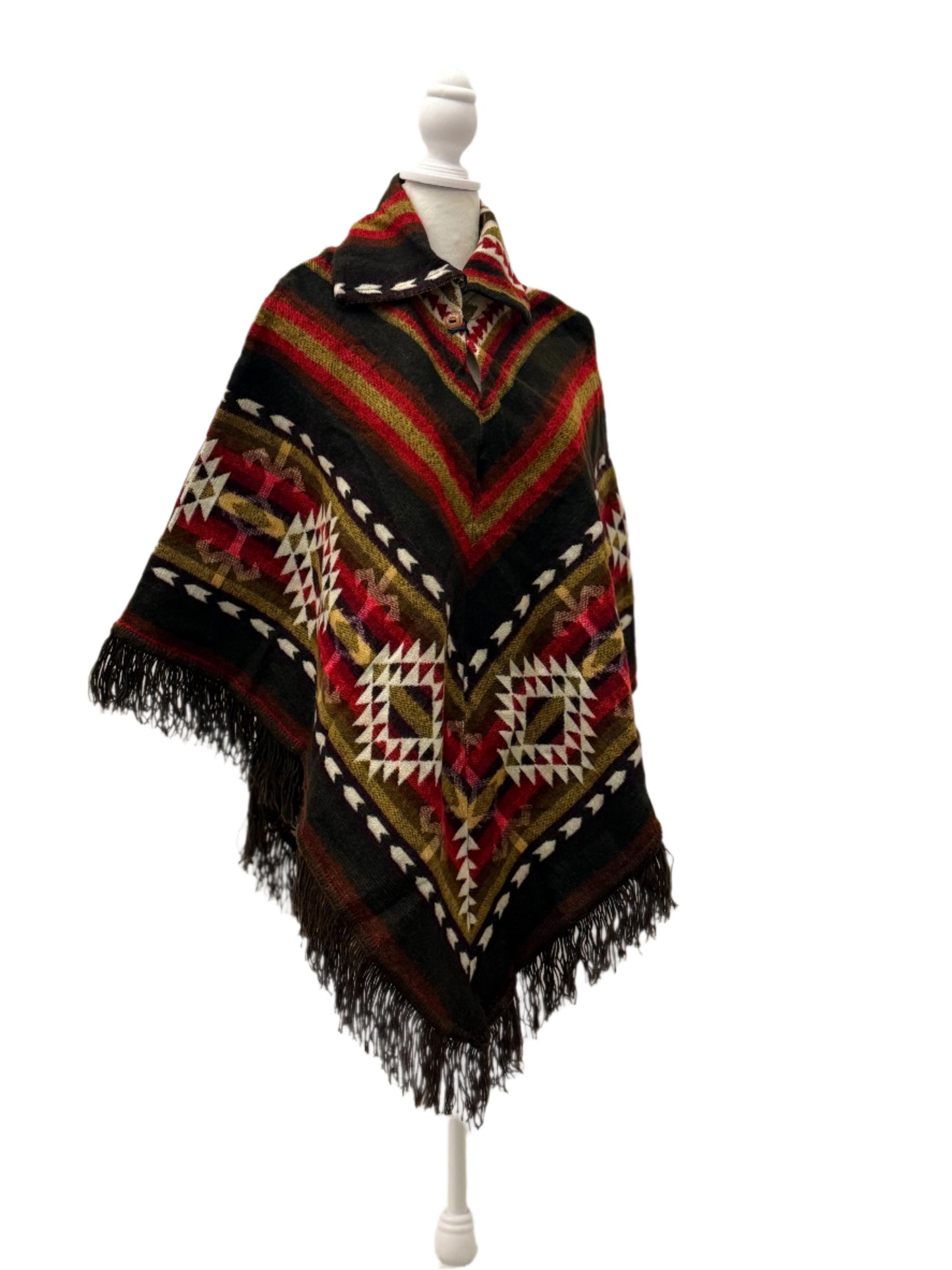 Ecuador Alpaca wool Unisex No-Hooded Poncho