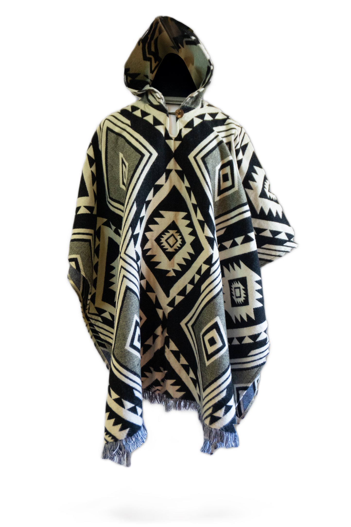 Ecuador Alpaca Wool Unisex Hooded Poncho (SAM-40)